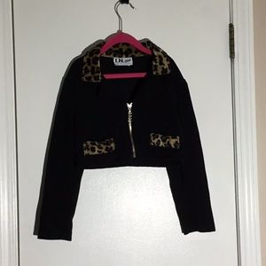 Cropped jacket for girl, black, size 7